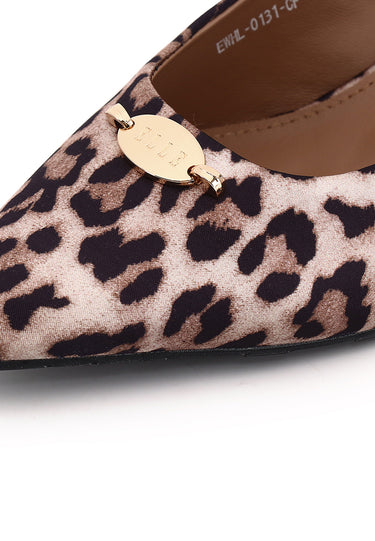 Tyla Leopard-Print Comfy Fit Footbed Microfiber Leather Heels In Coffee