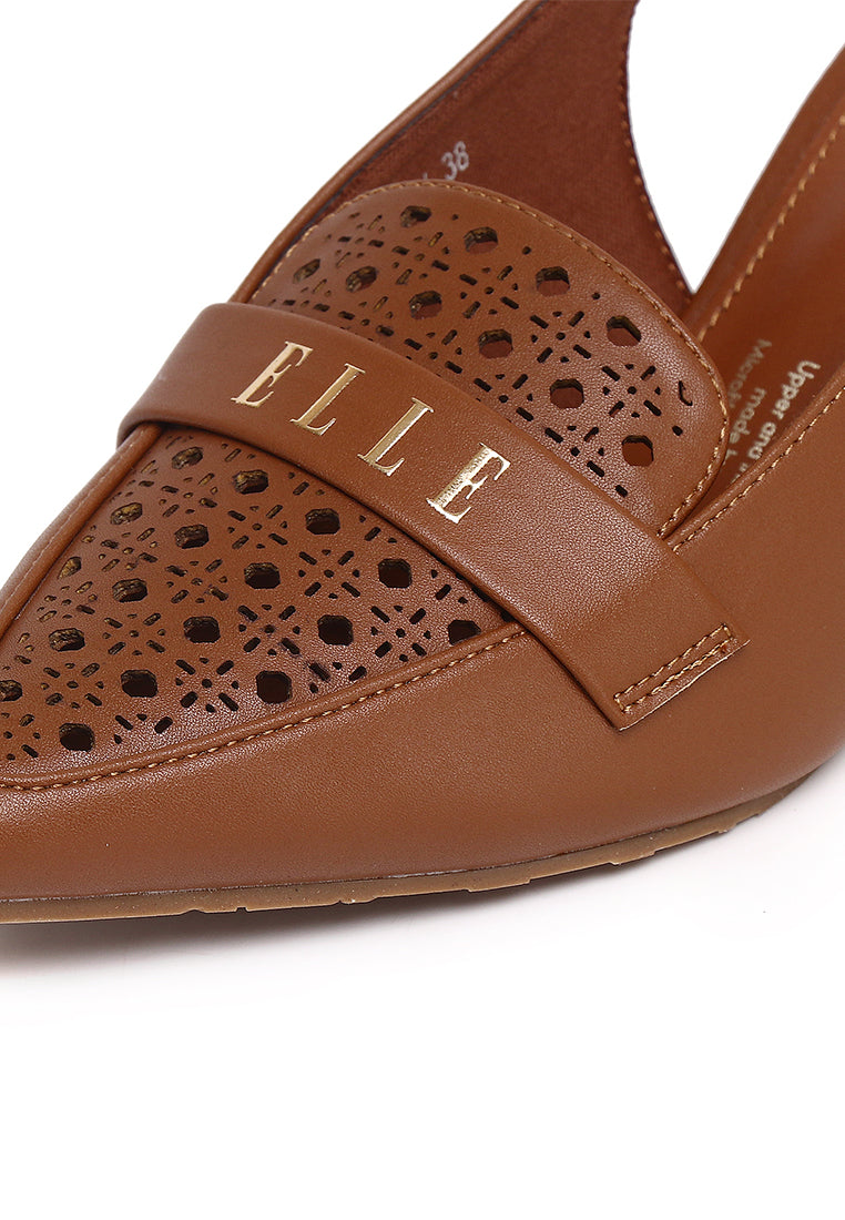 Carina Comfy Fit Footbed Microfiber Leather Heels In Brown