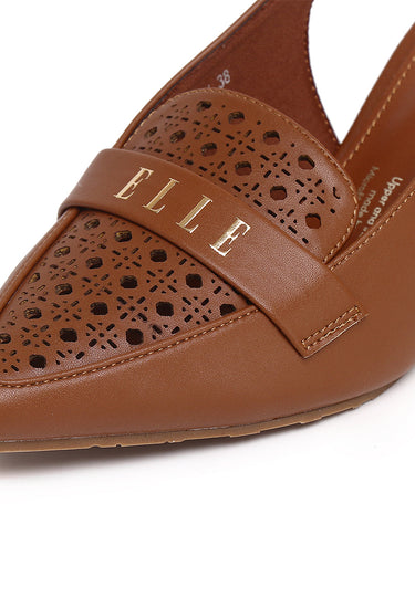 Carina Comfy Fit Footbed Microfiber Leather Heels In Brown