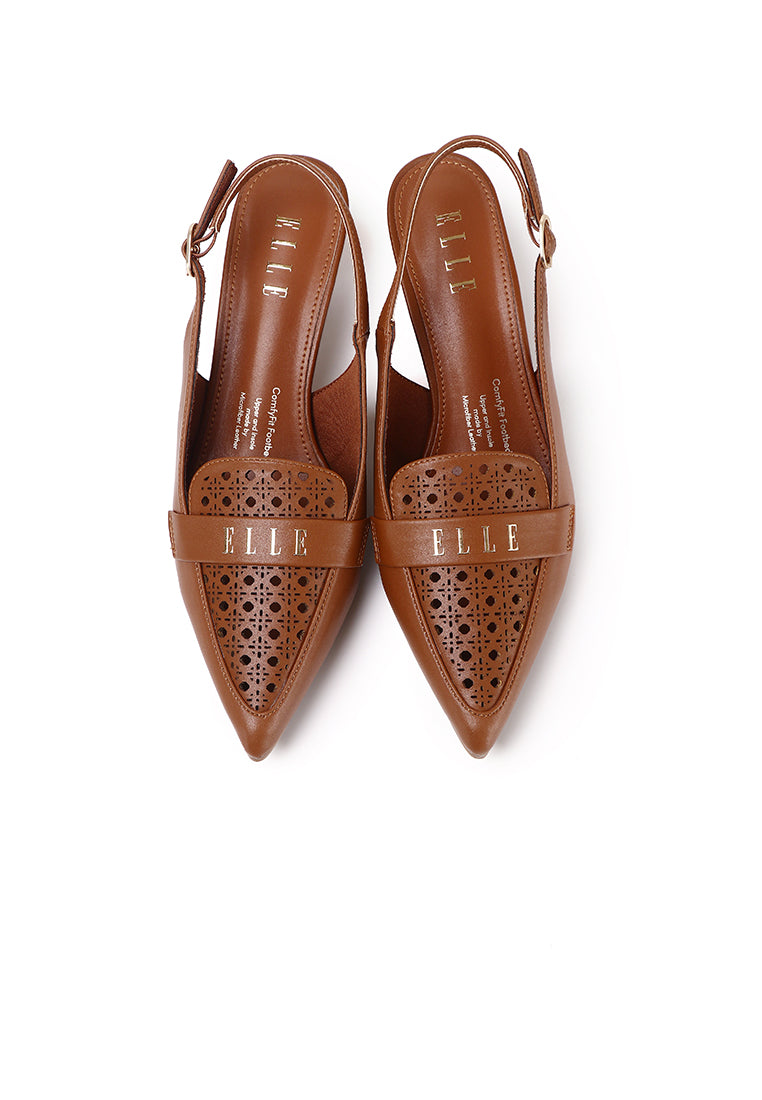 Carina Comfy Fit Footbed Microfiber Leather Heels In Brown