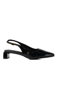 Seraphine Patent Comfy Fit Footbed Microfiber Leather Heels In Black