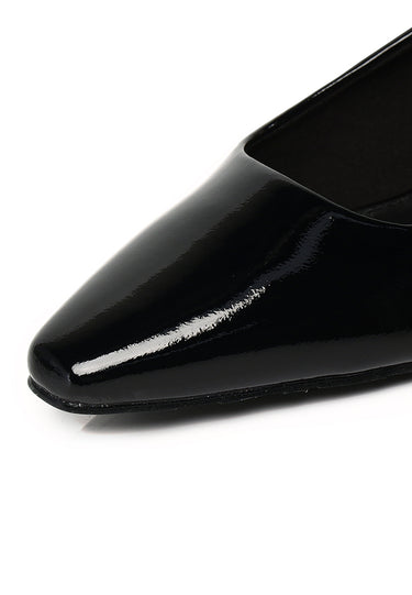 Seraphine Patent Comfy Fit Footbed Microfiber Leather Heels In Black