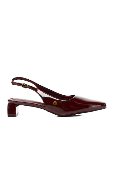 Seraphine Patent Comfy Fit Footbed Microfiber Leather Heels In Maroon