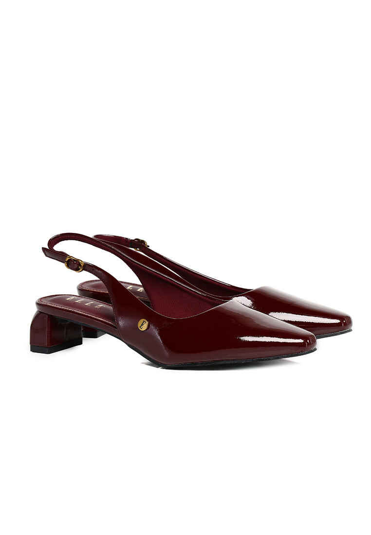 Seraphine Patent Comfy Fit Footbed Microfiber Leather Heels In Maroon
