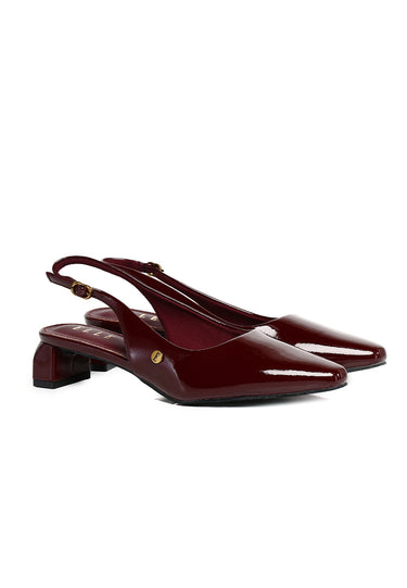 Seraphine Patent Comfy Fit Footbed Microfiber Leather Heels In Maroon