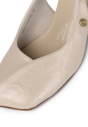 Sofia Comfy Fit Footbed Microfiber Leather Heels In Beige