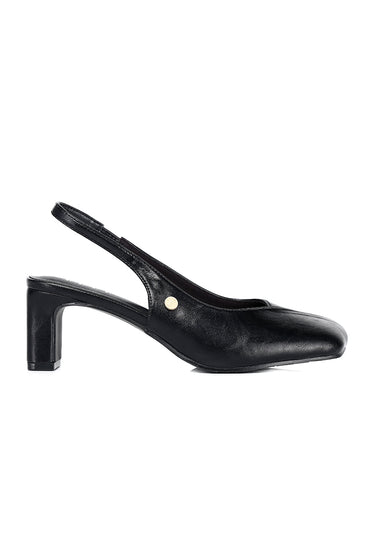 Sofia Comfy Fit Footbed Microfiber Leather Heels In Black