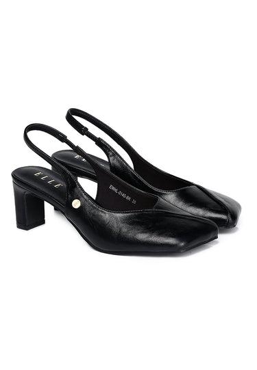 Sofia Comfy Fit Footbed Microfiber Leather Heels In Black