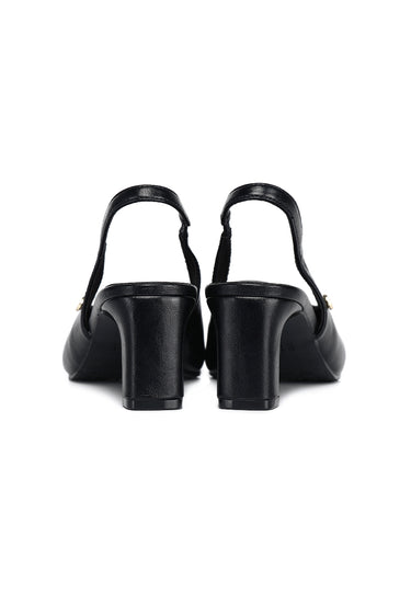 Sofia Comfy Fit Footbed Microfiber Leather Heels In Black