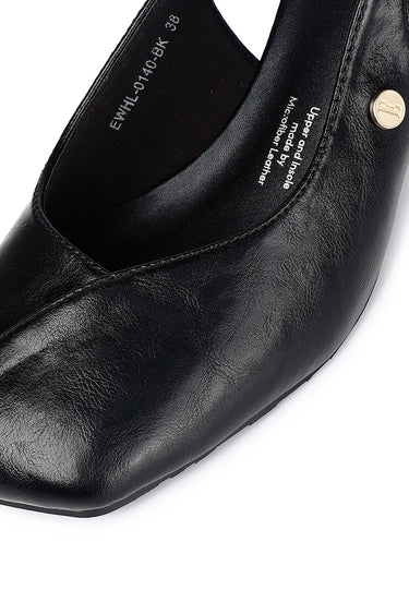 Sofia Comfy Fit Footbed Microfiber Leather Heels In Black