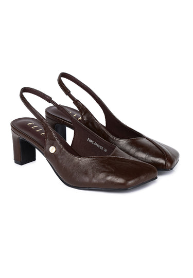 Sofia Comfy Fit Footbed Microfiber Leather Heels In Espresso