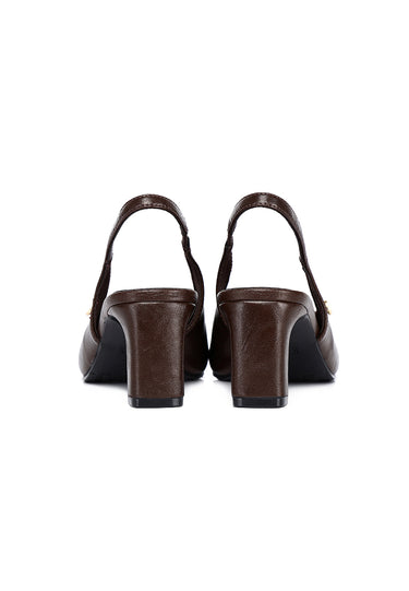 Sofia Comfy Fit Footbed Microfiber Leather Heels In Espresso