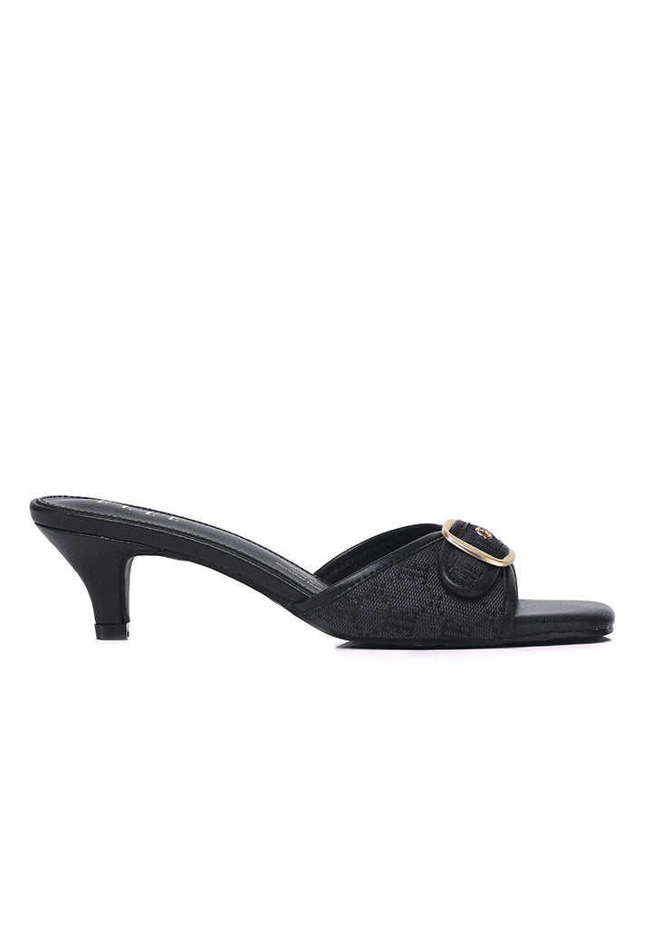 Gemma Comfy Fit Footbed Microfiber Leather Heels In Black