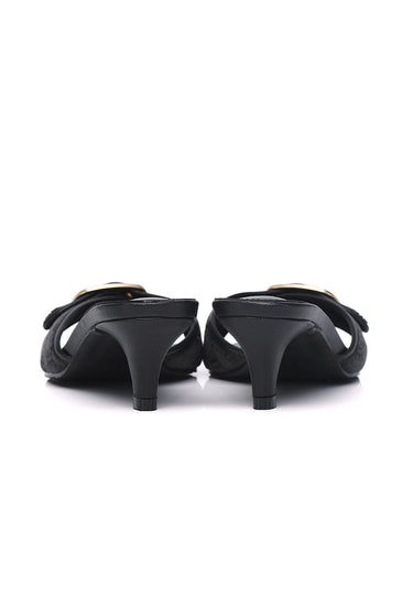 Gemma Comfy Fit Footbed Microfiber Leather Heels In Black