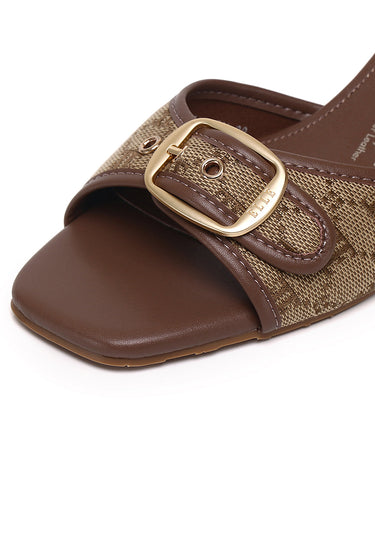Gemma Comfy Fit Footbed Microfiber Leather Heels In Brown