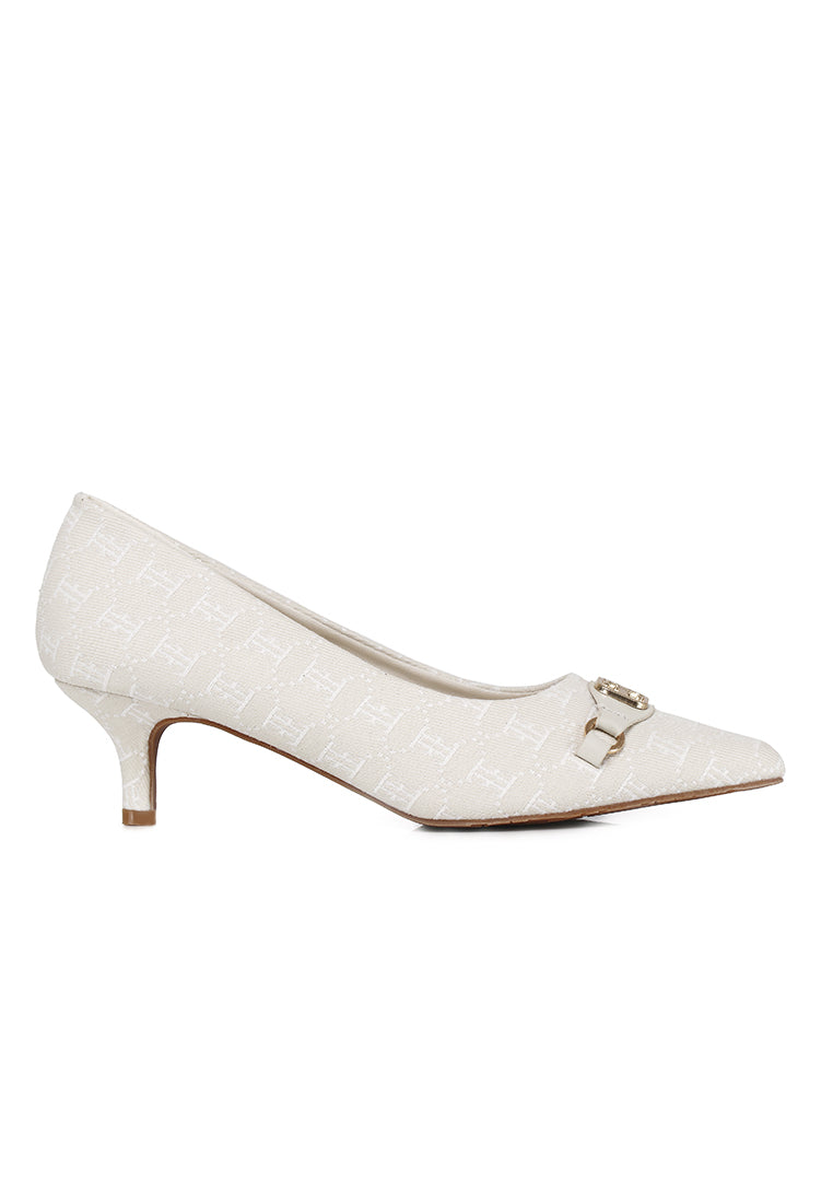 Grace Comfy Fit Footbed Microfiber Leather Heels In Beige