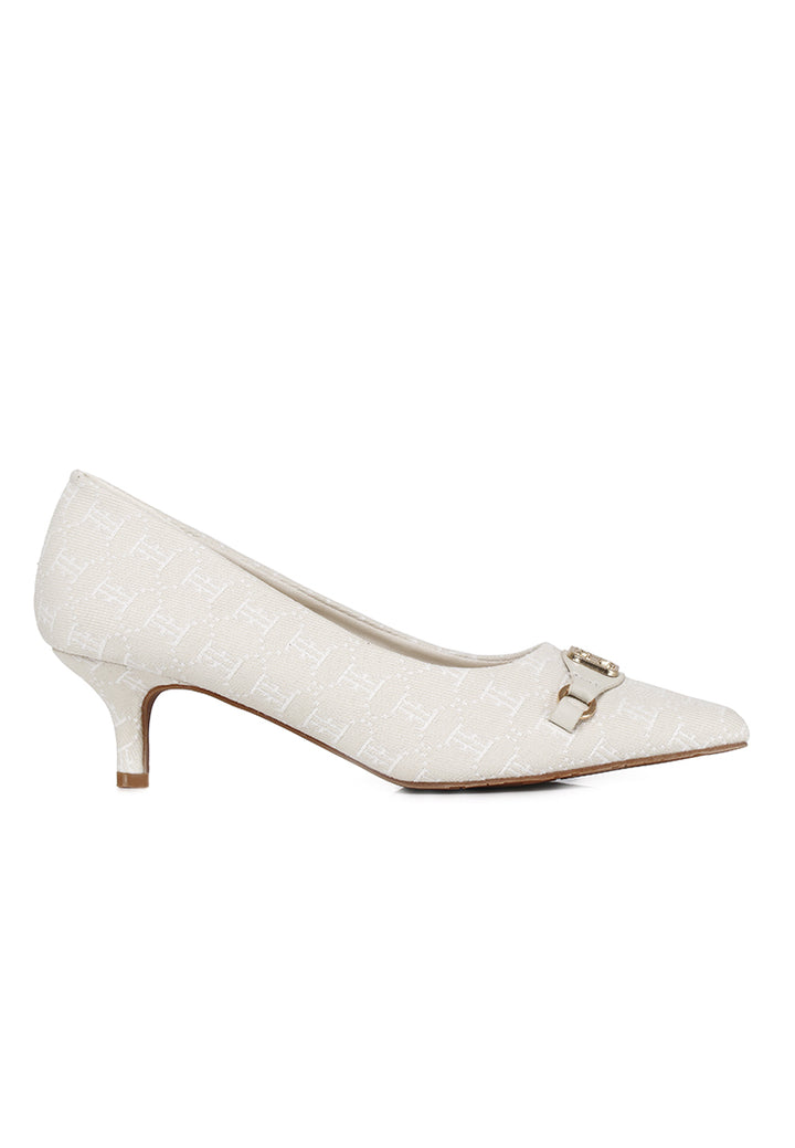 Grace Comfy Fit Footbed Microfiber Leather Heels In Beige