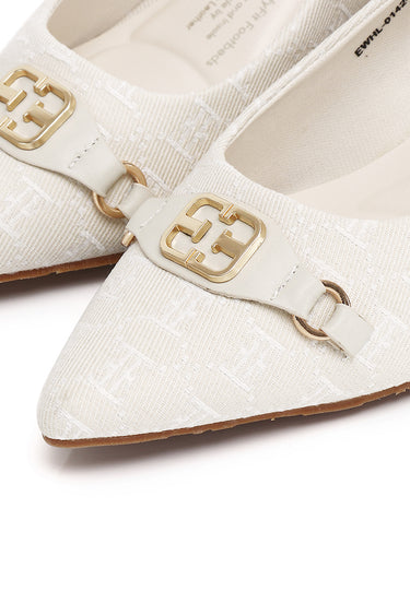 Grace Comfy Fit Footbed Microfiber Leather Heels In Beige