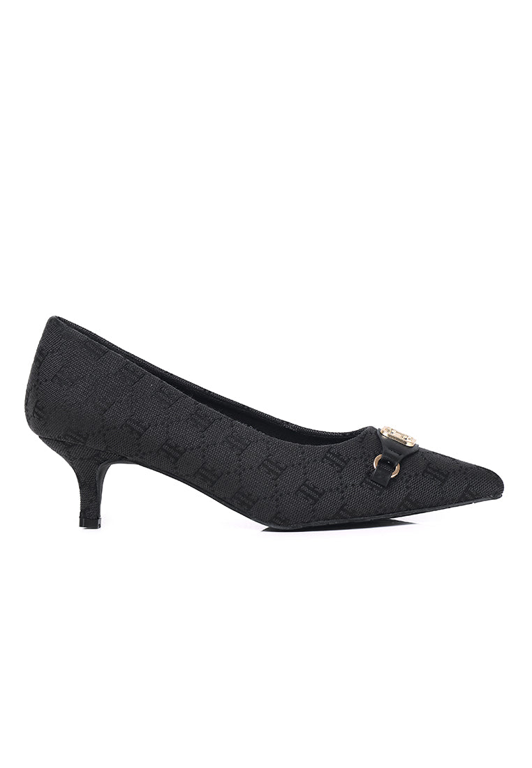 Grace Comfy Fit Footbed Microfiber Leather Heels In Black
