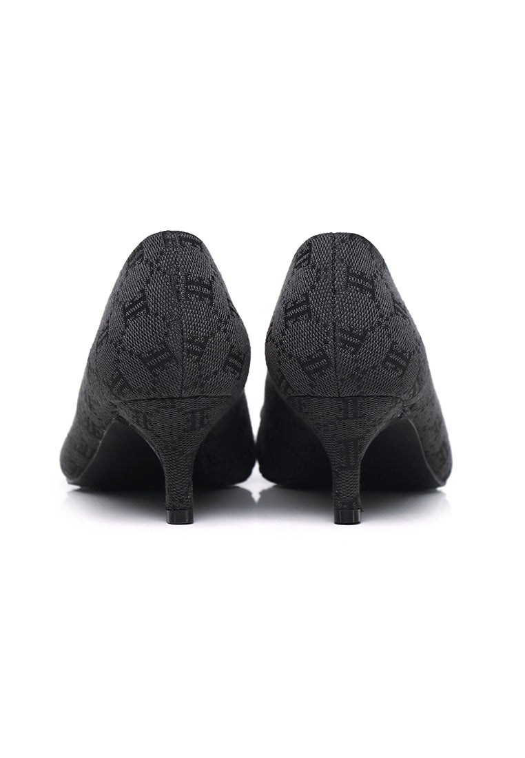 Grace Comfy Fit Footbed Microfiber Leather Heels In Black