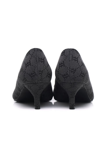 Grace Comfy Fit Footbed Microfiber Leather Heels In Black