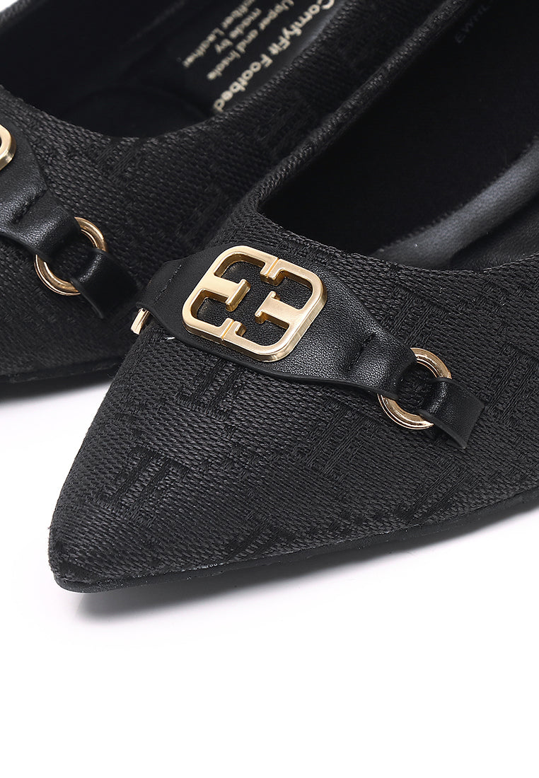 Grace Comfy Fit Footbed Microfiber Leather Heels In Black