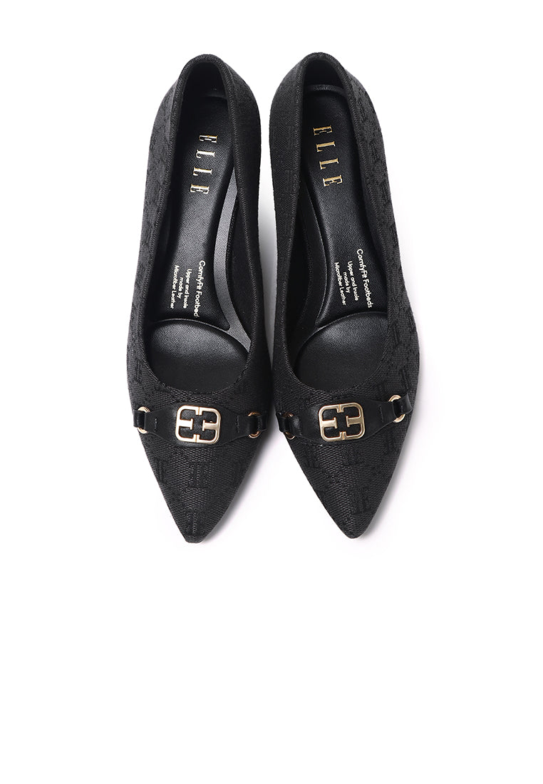 Grace Comfy Fit Footbed Microfiber Leather Heels In Black