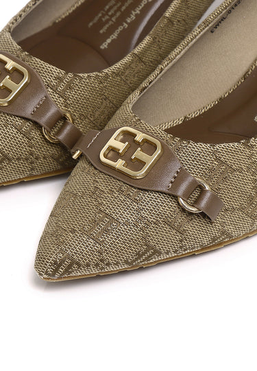 Grace Comfy Fit Footbed Microfiber Leather Heels In Brown