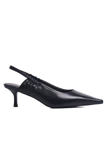 Esther Comfy Fit Footbed Premium Leather Heels In Black