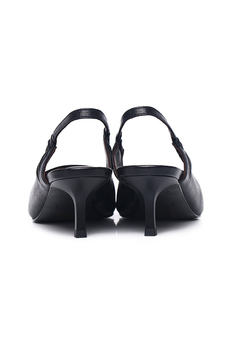 Esther Comfy Fit Footbed Premium Leather Heels In Black