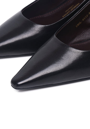 Esther Comfy Fit Footbed Premium Leather Heels In Black