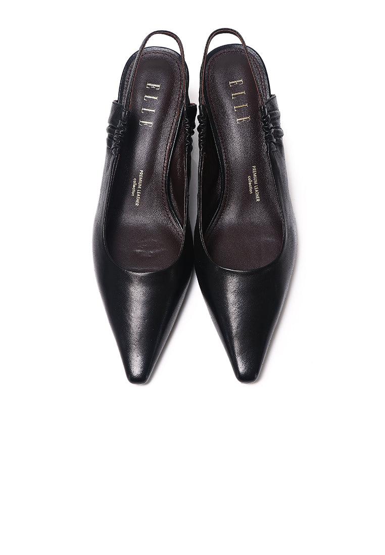 Esther Comfy Fit Footbed Premium Leather Heels In Black