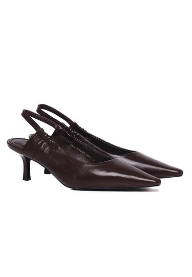 Esther Comfy Fit Footbed Premium Leather Heels In Espresso