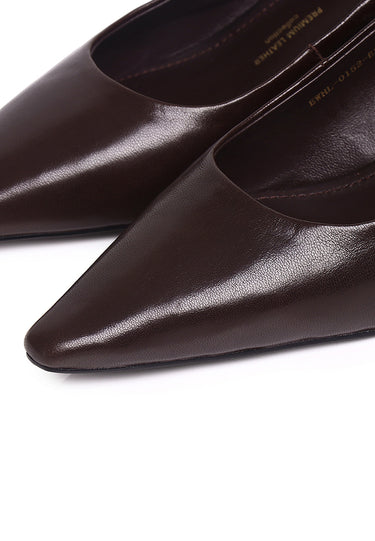 Esther Comfy Fit Footbed Premium Leather Heels In Espresso