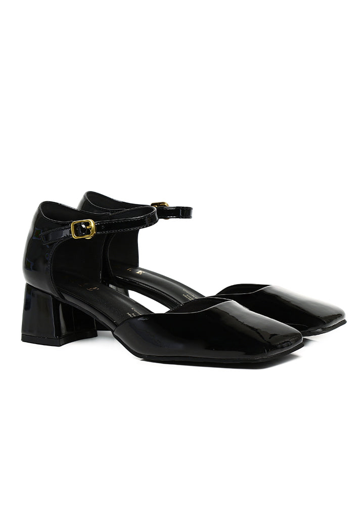 Amelie Patent Comfy Fit Footbed Microfiber Leather Heels In Black – alternate view