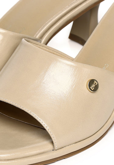 Ines Comfy Fit Footbed Microfiber Leather Heels In Beige