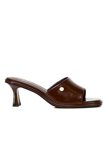 Ines Comfy Fit Footbed Microfiber Leather Heels In Brown