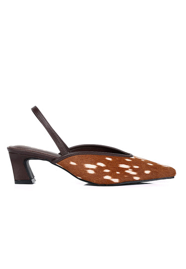 Sia Calf Hair Comfy Fit Footbed Premium Leather Heels In Brown