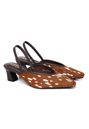 Sia Calf Hair Comfy Fit Footbed Premium Leather Heels In Brown