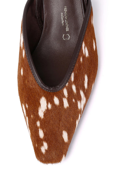 Sia Calf Hair Comfy Fit Footbed Premium Leather Heels In Brown