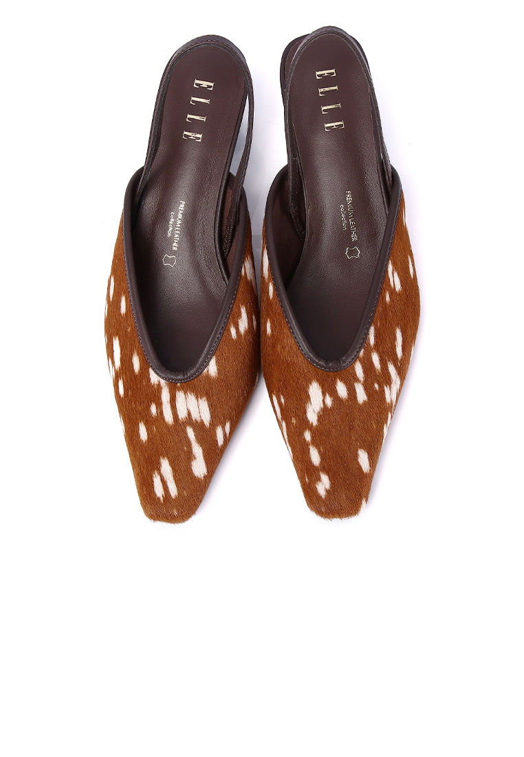Sia Calf Hair Comfy Fit Footbed Premium Leather Heels In Brown