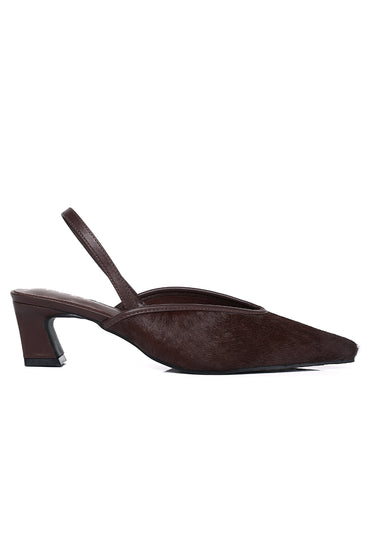 Sia Calf Hair Comfy Fit Footbed Premium Leather Heels In Espresso