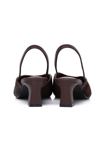 Sia Calf Hair Comfy Fit Footbed Premium Leather Heels In Espresso
