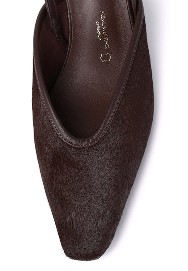 Sia Calf Hair Comfy Fit Footbed Premium Leather Heels In Espresso