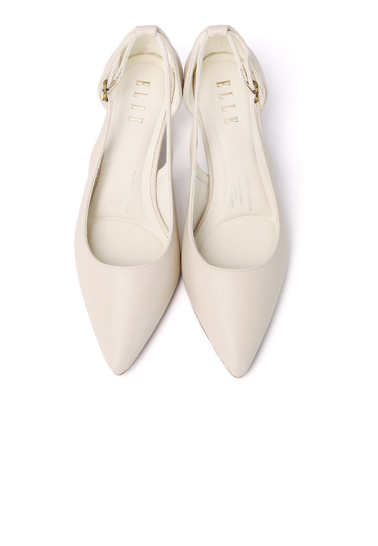 Thea Comfy Fit Microfiber Leather Heels In Beige