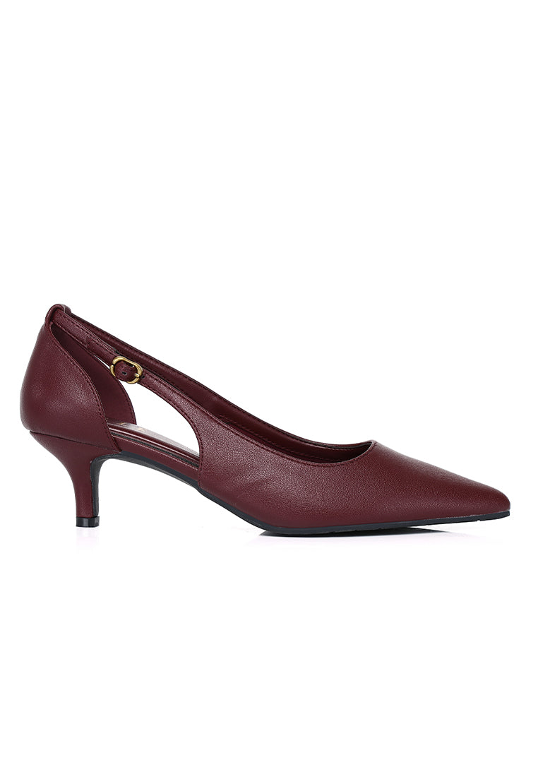 Thea Comfy Fit Microfiber Leather Heels In Burgundy