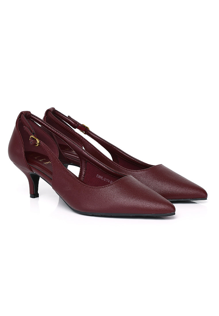 Thea Comfy Fit Microfiber Leather Heels In Burgundy