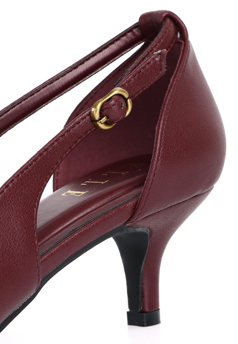 Thea Comfy Fit Microfiber Leather Heels In Burgundy