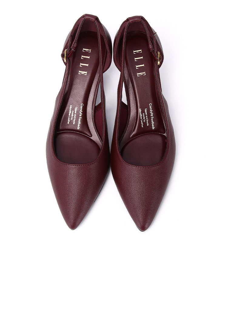 Thea Comfy Fit Microfiber Leather Heels In Burgundy