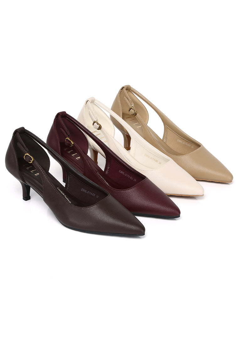 Thea Comfy Fit Microfiber Leather Heels In Burgundy
